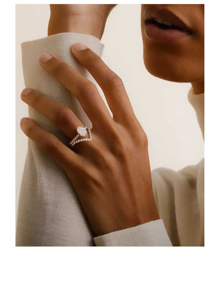 18K Gold Signature V Band With Lab Grown Diamonds