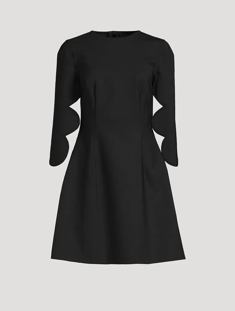 Cape-Sleeve Scalloped Mini Dress