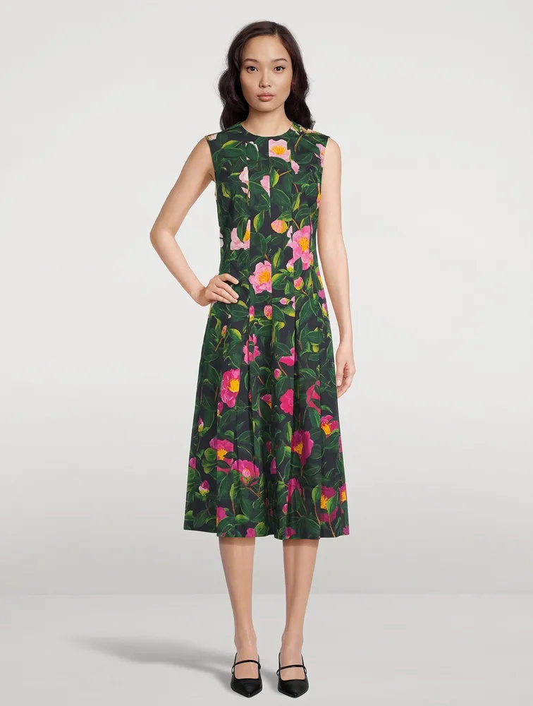 Panelled Midi Dress Camellia Print