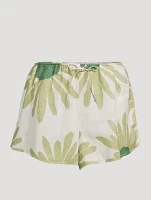 Linen Shorts Floral Print