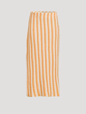 Knit Column Skirt Golden Stripe