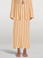 Knit Column Skirt Golden Stripe