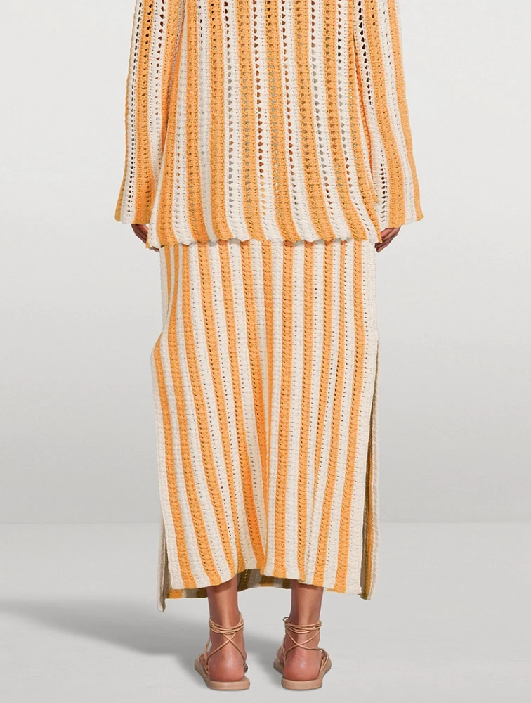 Knit Column Skirt Golden Stripe