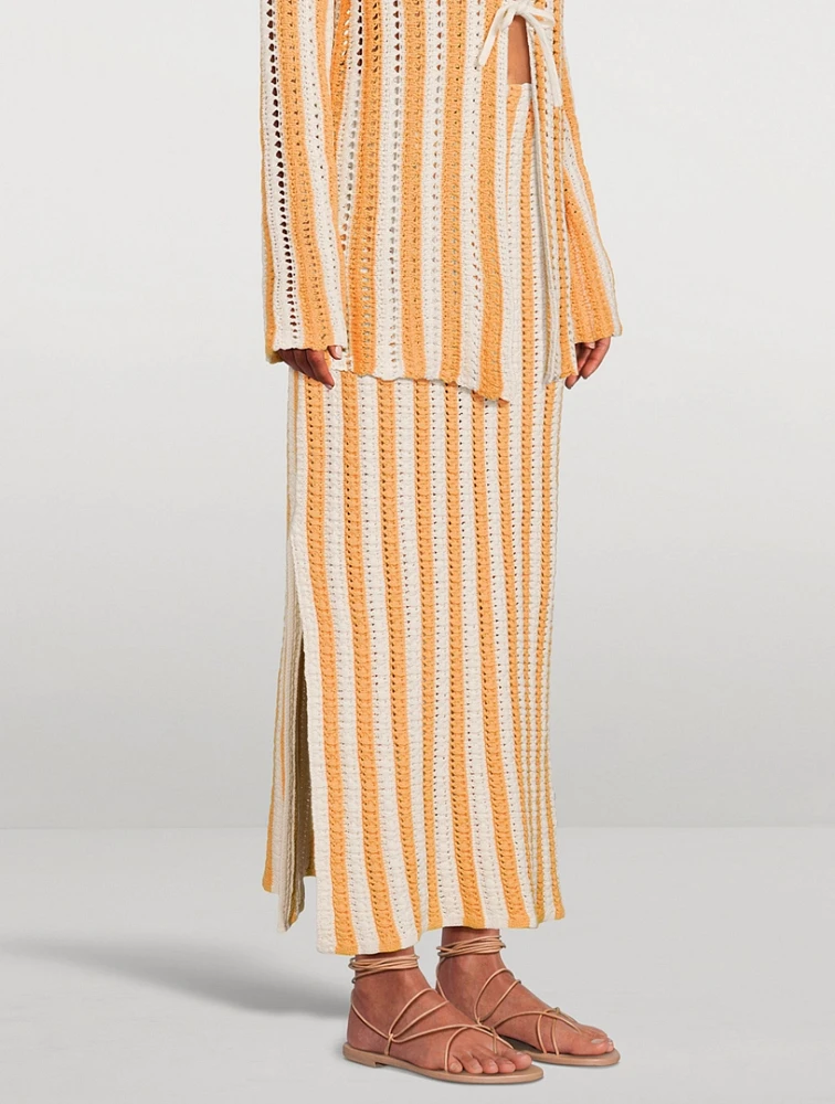 Knit Column Skirt Golden Stripe