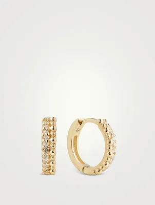 Dew Drop 14K Gold Pavé Double Huggie Hoop Earrings With Diamonds