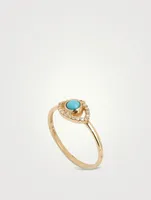 Classique 14K Gold Pavé Evil Eye Ring With Turquoise