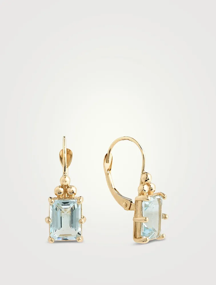 Cléo Daniela 14K Gold Blue Topaz Drop Earrings