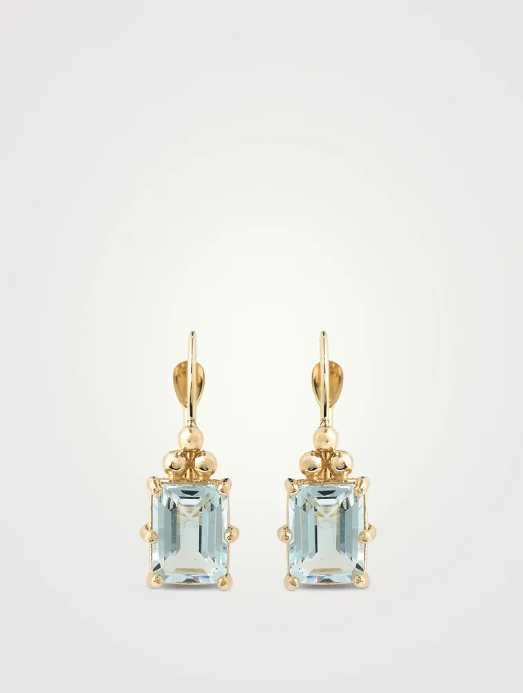 Cléo Daniela 14K Gold Blue Topaz Drop Earrings