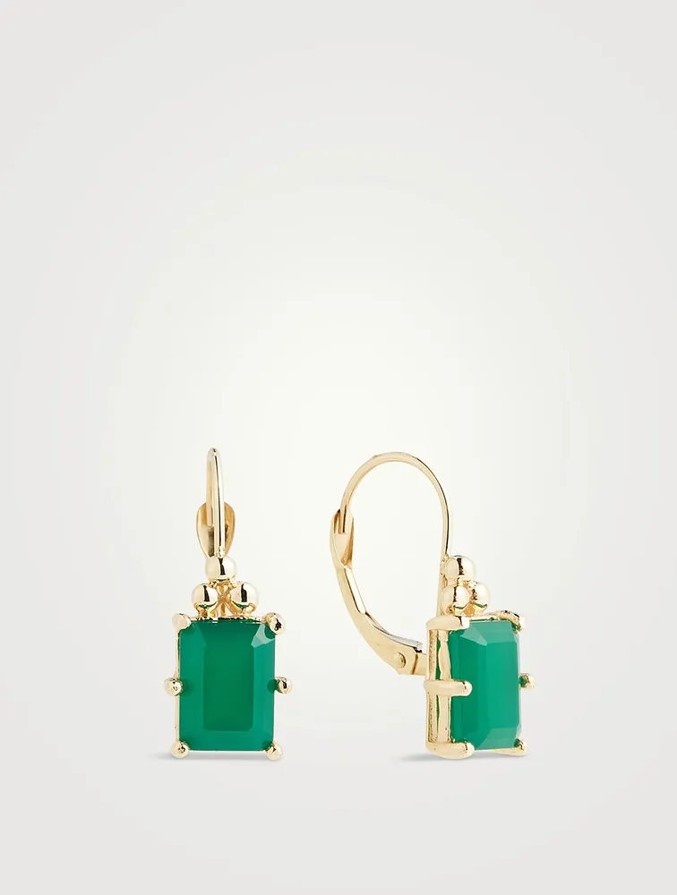 Cléo Daniela 14K Gold Drop Earrings With Green Onyx