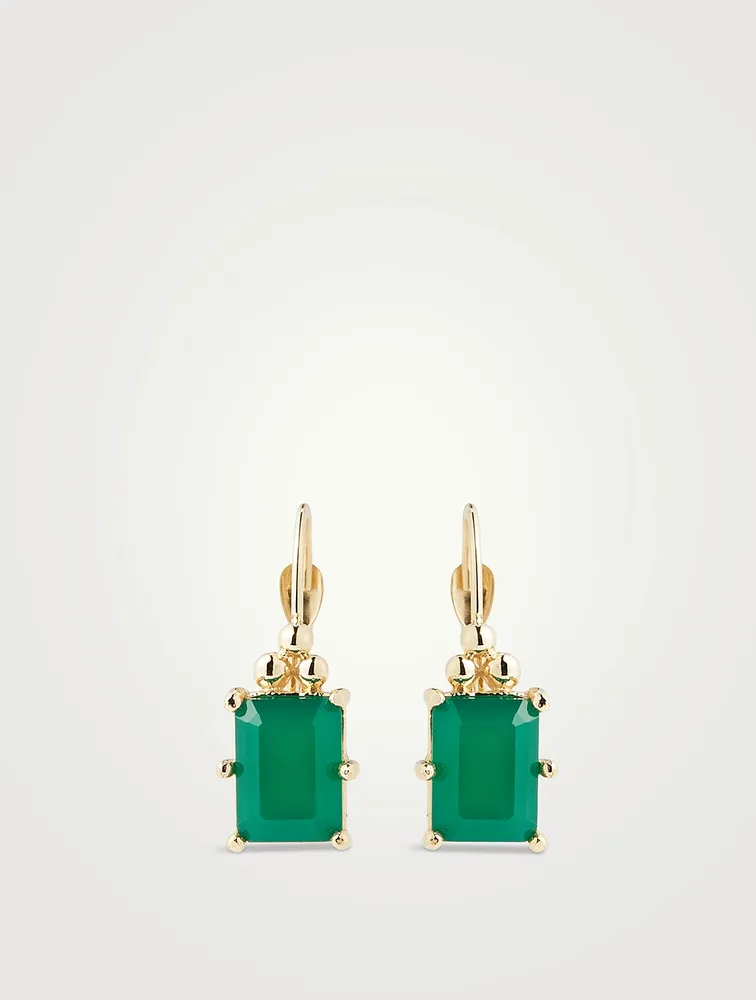 Cléo Daniela 14K Gold Drop Earrings With Green Onyx