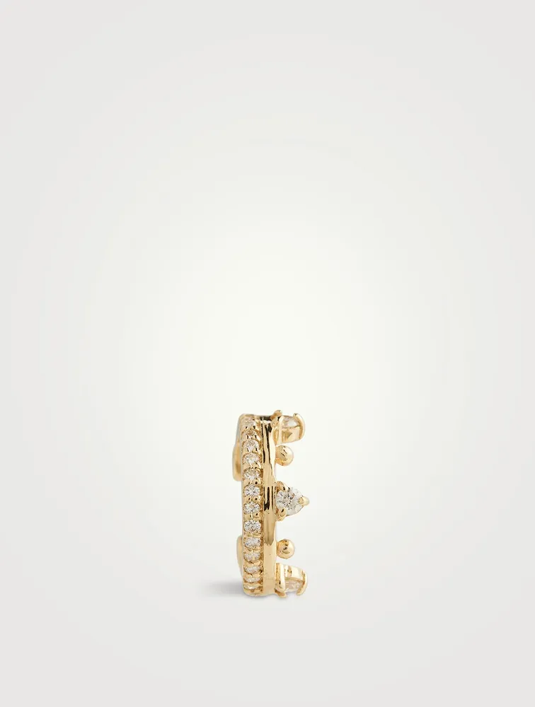 Cléo 14K Gold Pavé Crown Ear Cuff With Diamonds