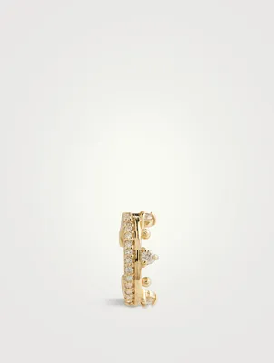 Cléo 14K Gold Pavé Crown Ear Cuff With Diamonds