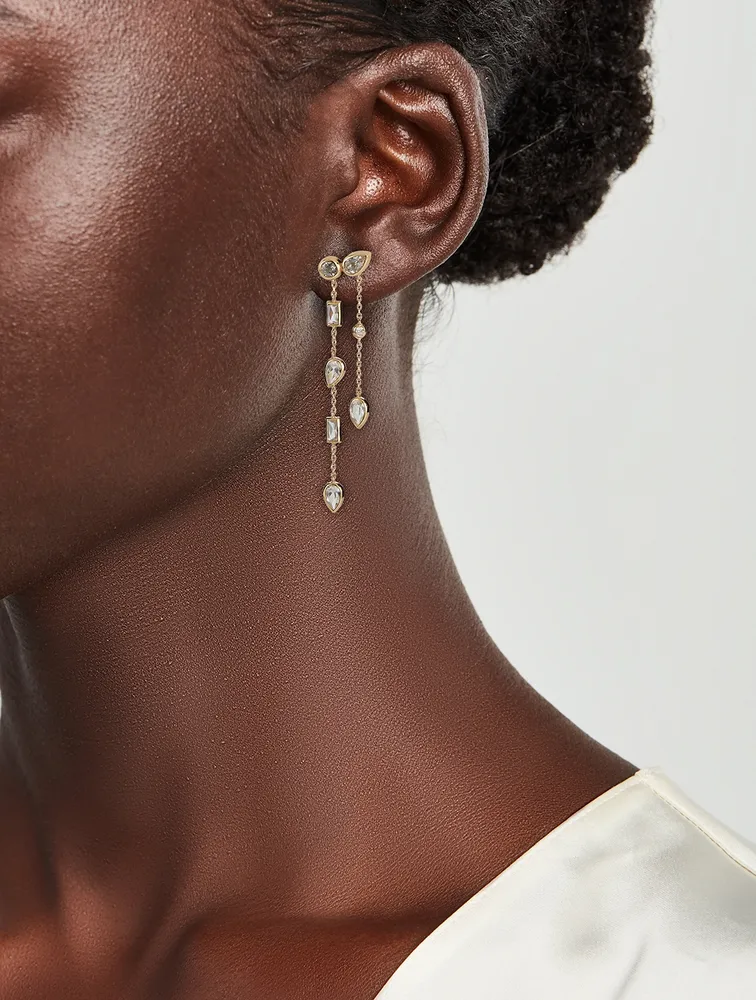 Cléo Eliana 14K Gold Double Chain Chandelier Earrings With Diamonds