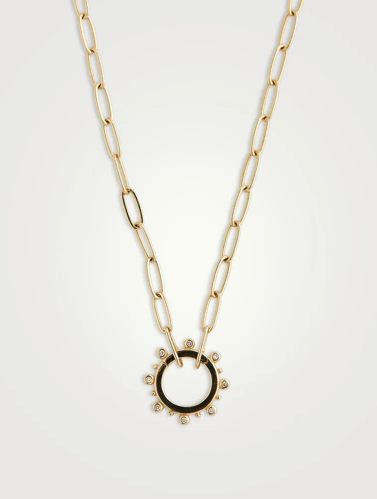 Dew Drop Marine 14K Gold Story Catcher Necklace With Diamonds