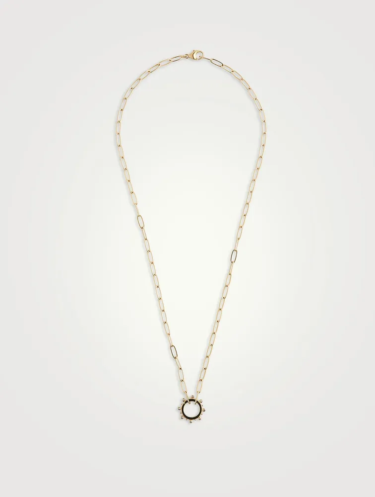 Dew Drop Marine 14K Gold Story Catcher Necklace With Diamonds