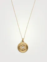 Aztec Rickie 14K Gold Moonstone Ripple Star Medallion Necklace