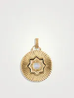 Aztec Rickie 14K Gold Moonstone Ripple Star Medallion