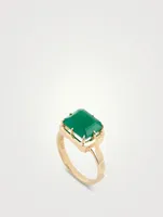 Cléo Daniela 14K Gold Emerald Cut Ring With Green Onyx