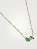 Mélia Toi Et Moi 14K Gold Necklace With Clear Topaz And Emerald