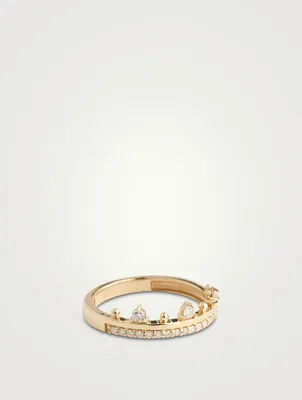 Cléo 14K Gold Pavé Crown Ring With Diamonds