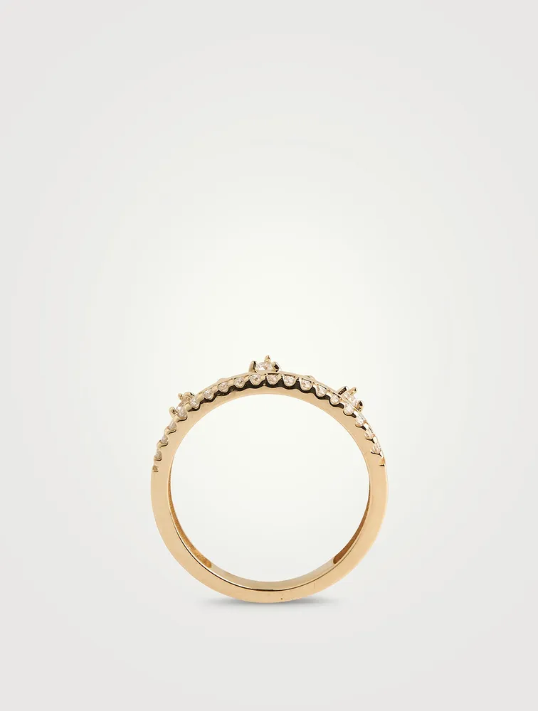 Cléo 14K Gold Pavé Crown Ring With Diamonds