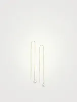 14K Gold Long Pearl Threader Earrings