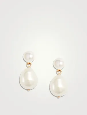 14K Gold Pearl Baroque Duo Earrings