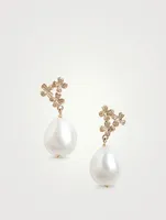 14K Gold Blossom Pearl Earrings