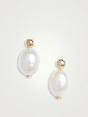 14K Gold Petite Oval Pearl Stud Earrings