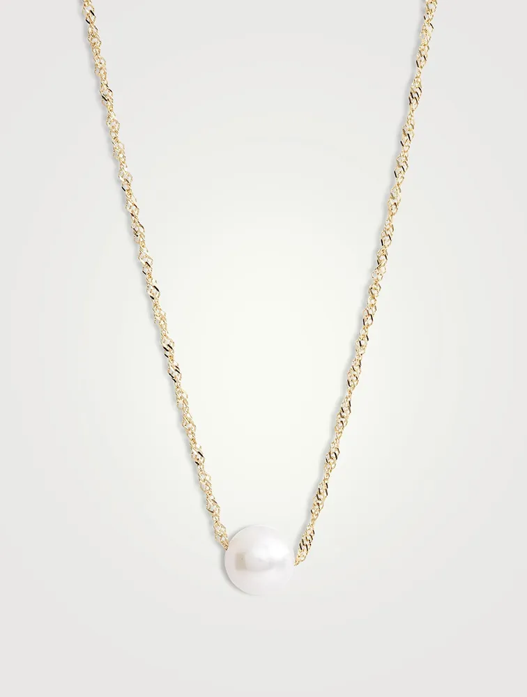 14K Gold Petite Pearl Pendant Necklace