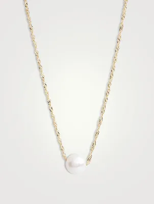 14K Gold Petite Pearl Pendant Necklace