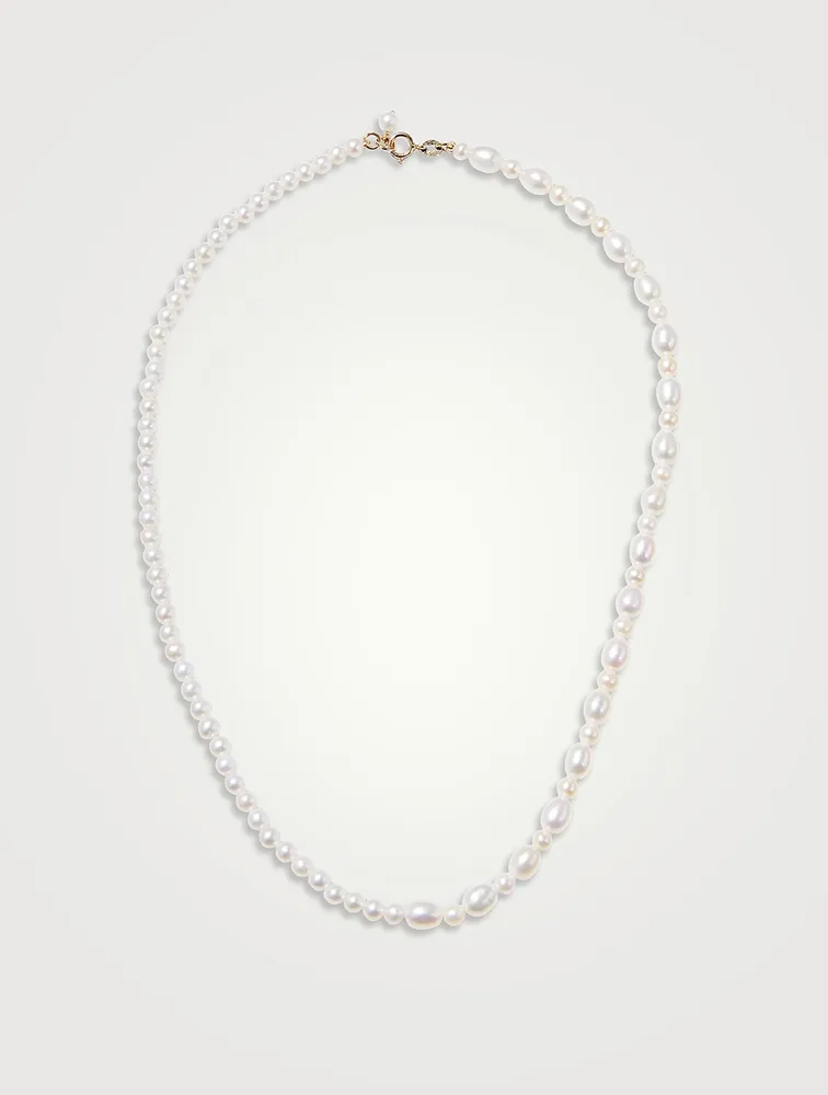 14K Gold Mixed Pearl Strand Necklace