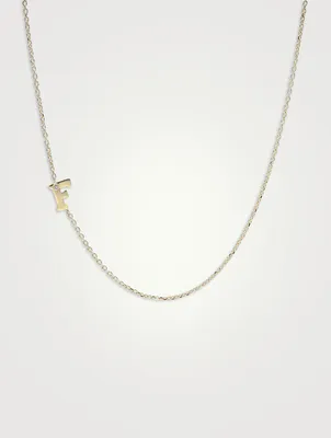 Love Letter 14K Gold Initial F Single Diamond Necklace