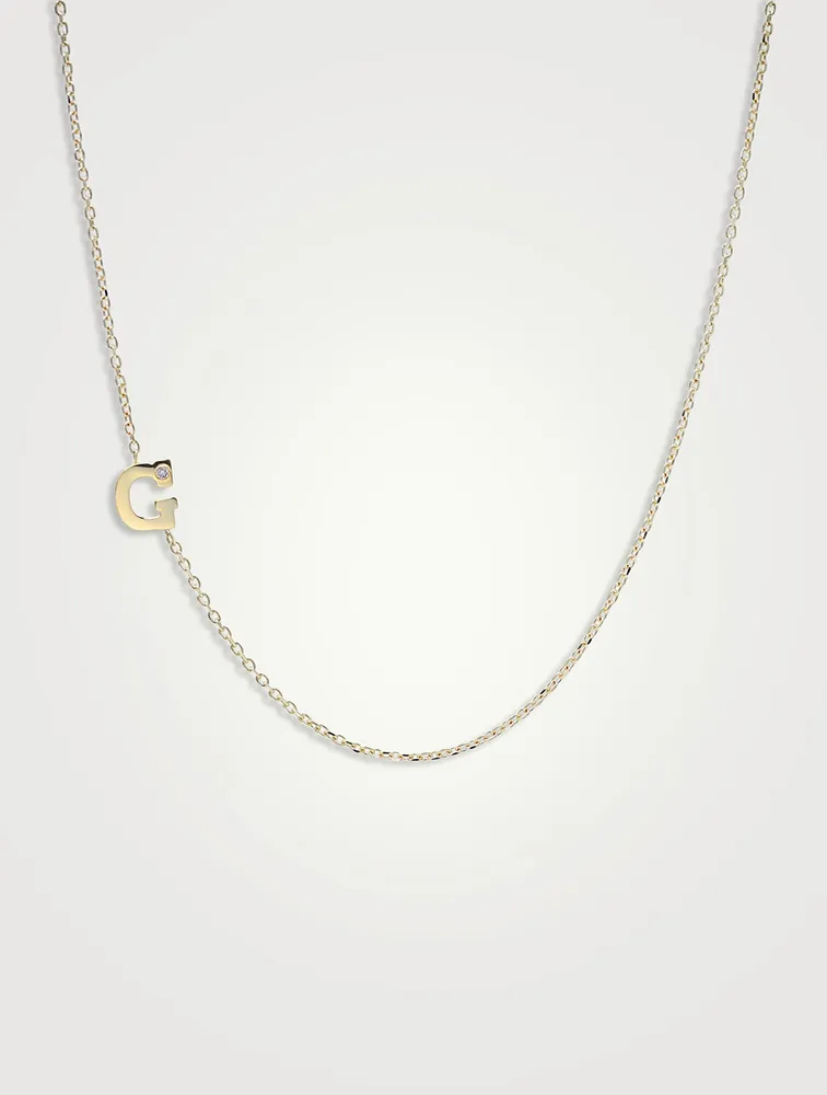 Love Letter 14K Gold Initial G Single Diamond Necklace