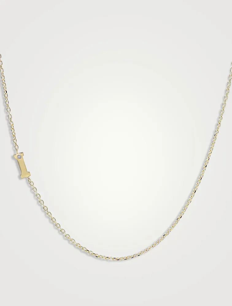 Love Letter 14K Gold Initial I Single Diamond Necklace