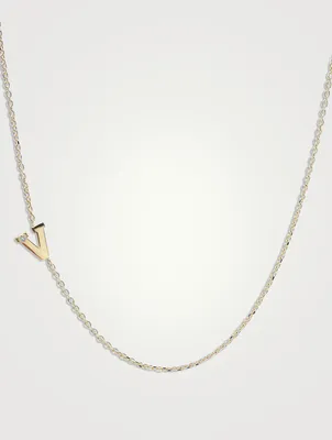 Love Letter 14K Gold Initial V Single Diamond Necklace