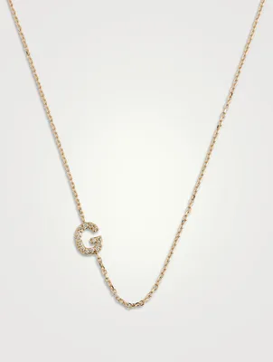 Love Letter 14K Gold G Initial Pavé Diamond Necklace