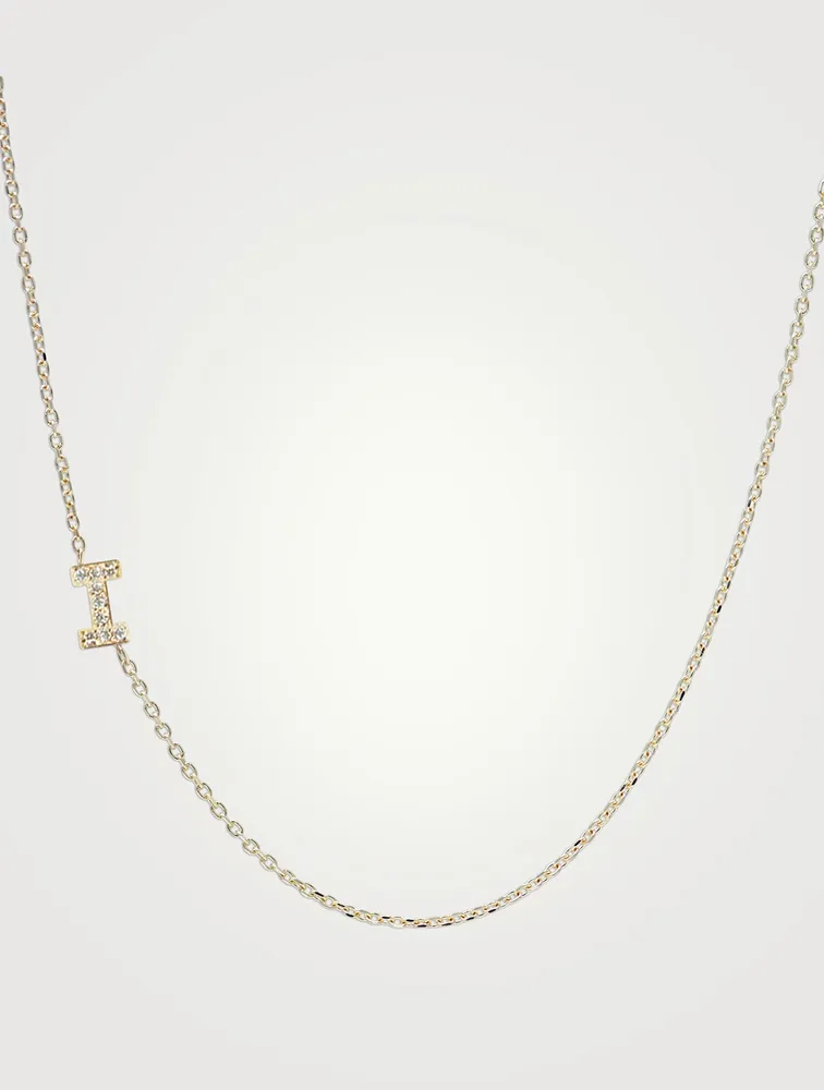 Love Letter 14K Gold I Initial Pavé Diamond Necklace