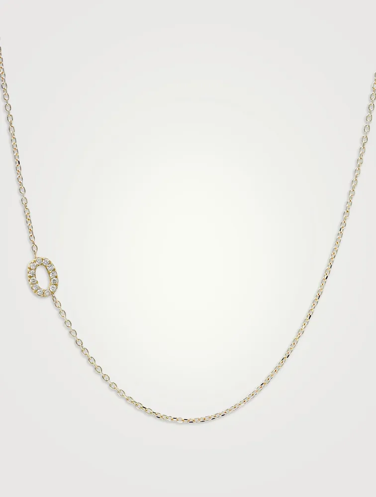 Love Letter 14K Gold O Initial Pavé Diamond Necklace