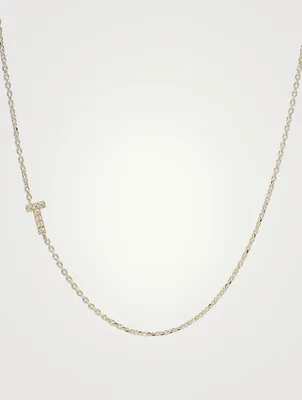 Love Letter 14K Gold T Initial Pavé Diamond Necklace
