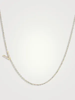 Love Letter 14K Gold V Initial Pavé Diamond Necklace