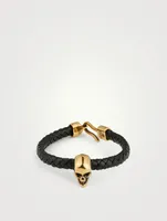 Braided Leather Skull Bracelet