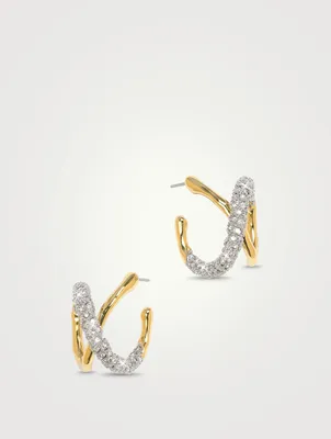 Solanales Twisted Orbit Hoop Earrings With Crystals