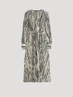 Carol Pleated Midi Dress Stripe Print