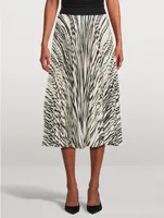 Korine Pleated Midi Skirt Stripe Print