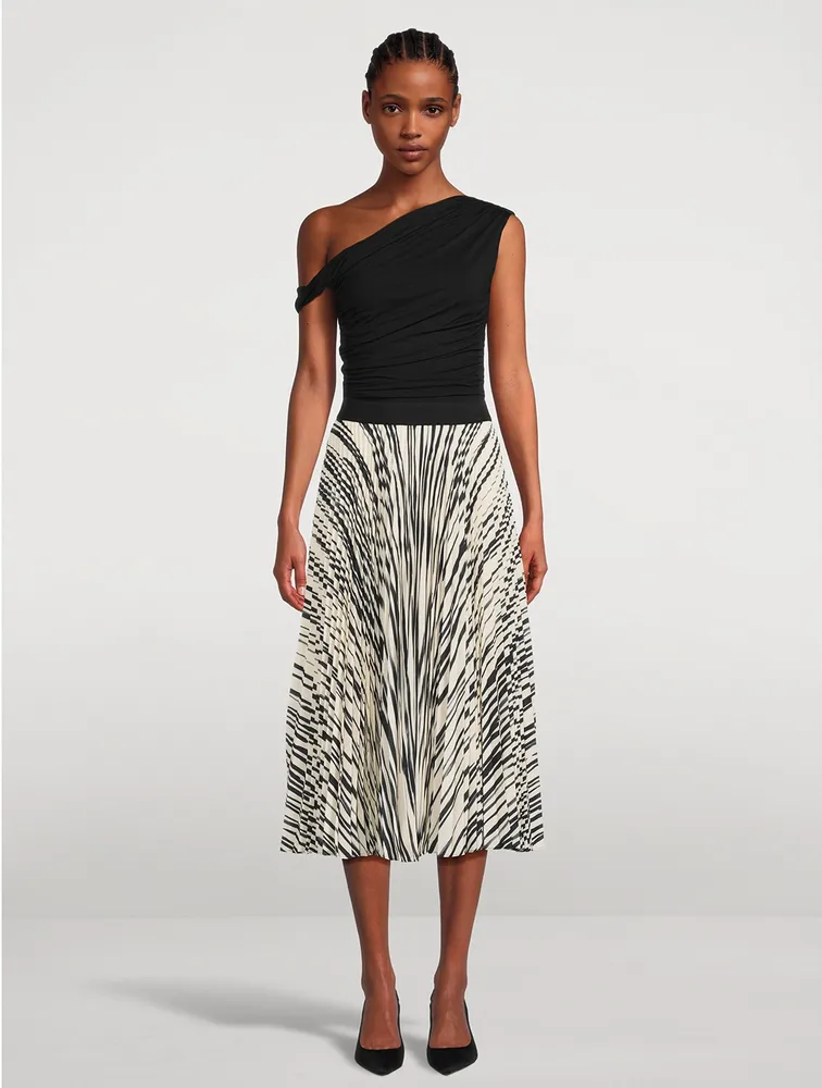 Korine Pleated Midi Skirt Stripe Print