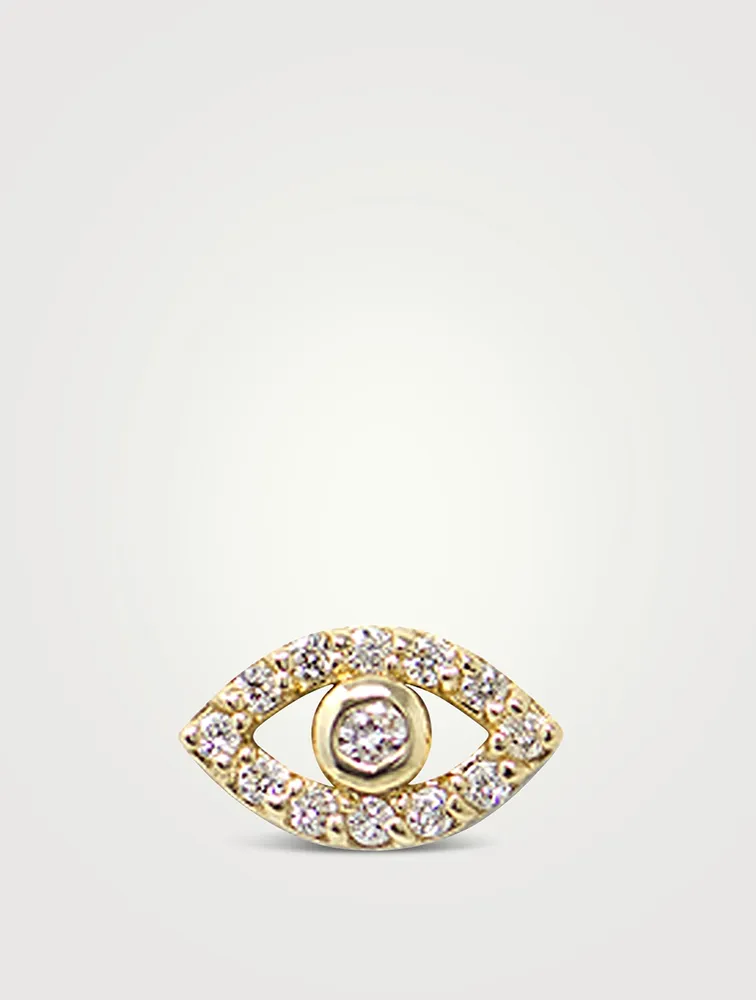 Classique 14K Gold Evil Eye Stud Earring With Pavé Diamonds