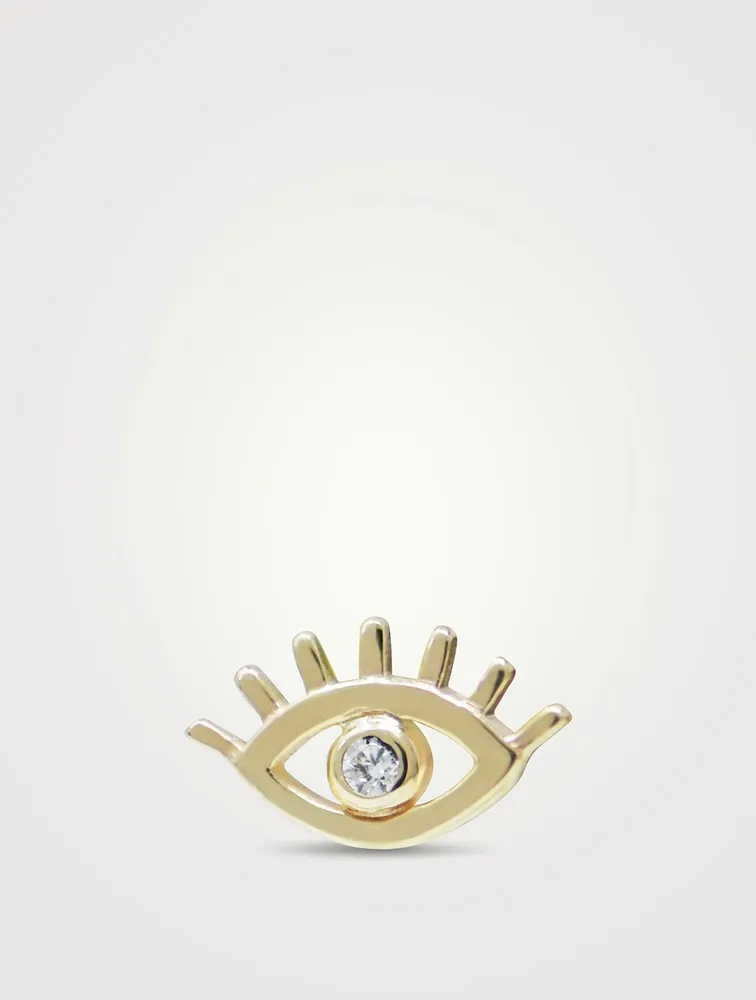 Anzie x Mel Soldera 14K Gold Evil Eye Lash Stud Earring With Diamond