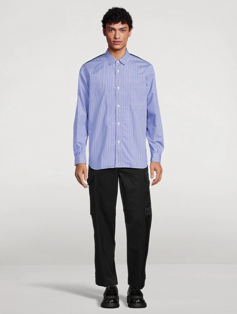 Cotton Shirt With Striped Front