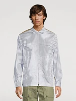 Cotton Zip Shirt Striped Print